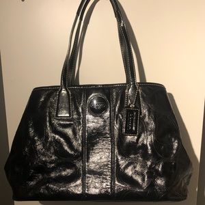 Coach signature stitched patent leather purse
